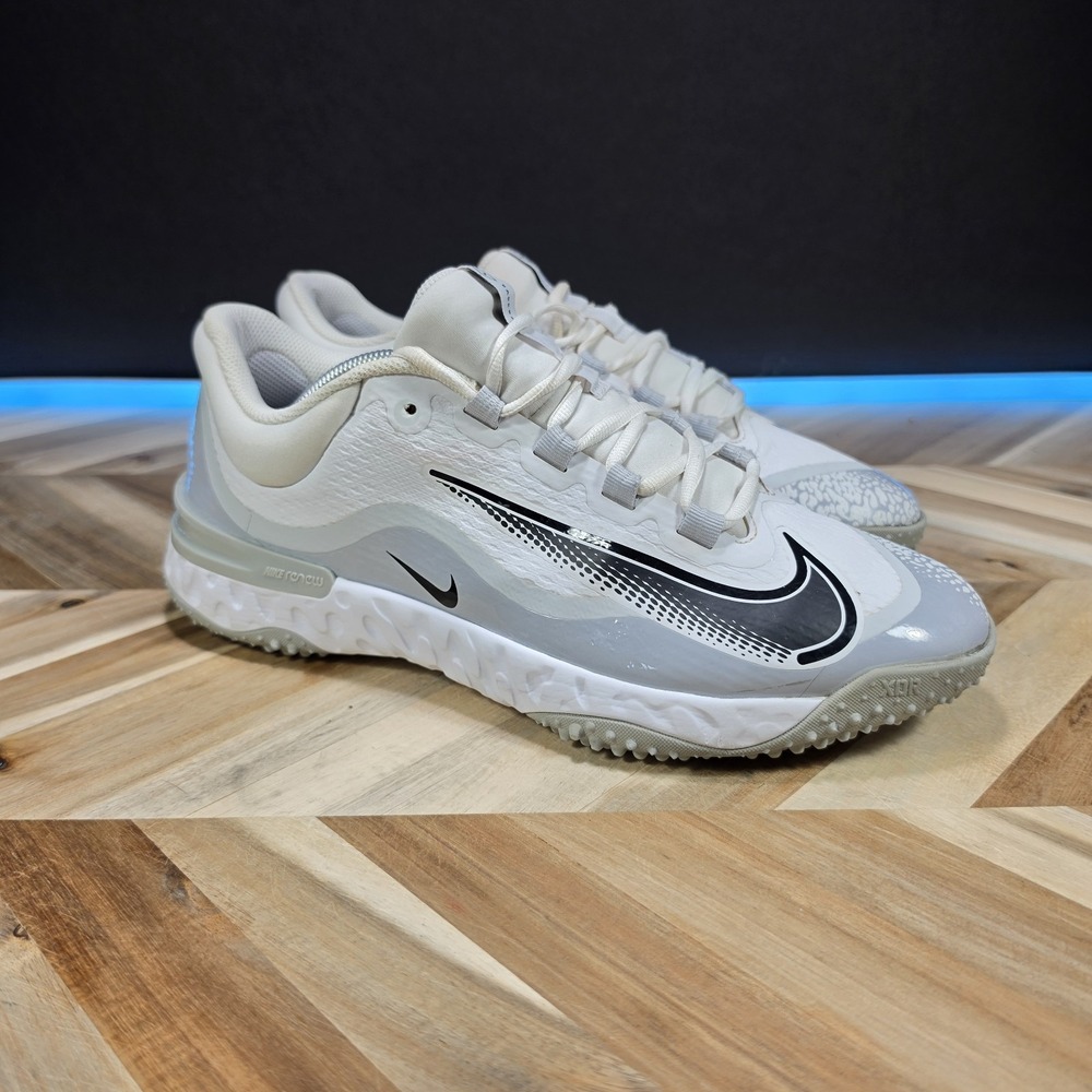 Men's Nike FD2743-100 White Grey Lace-Up Athletic Shoes US 11.5 Baseball